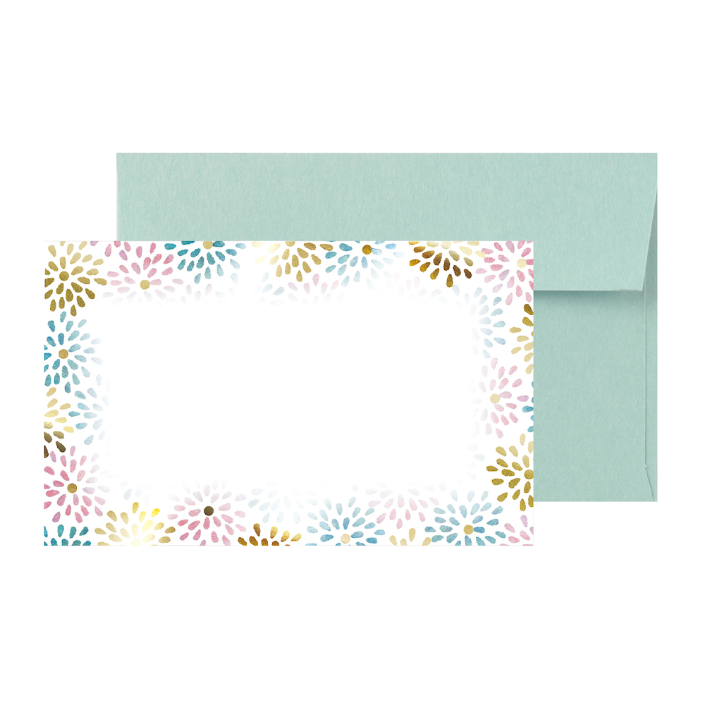メッセージカード ミニカード　箔押し 封筒付き フラワーパターン 花