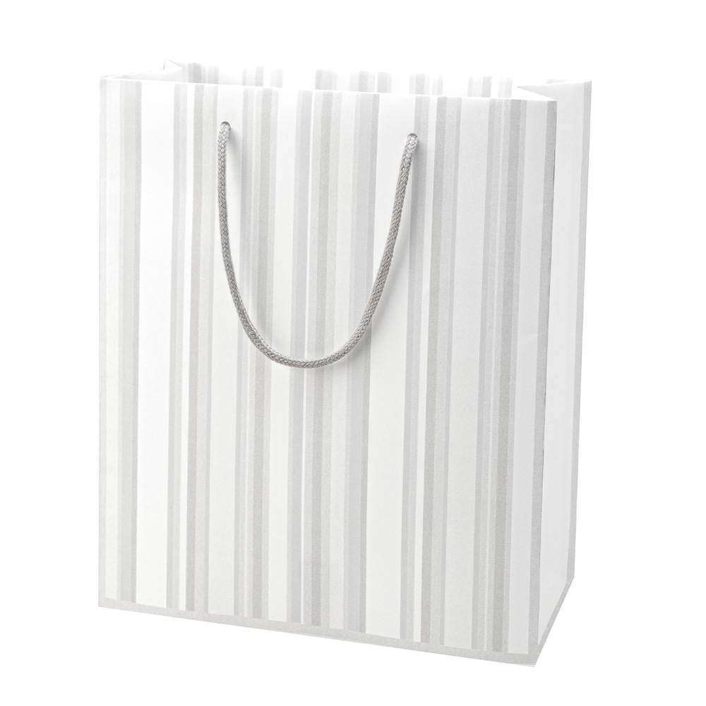 紙袋 ストライプバッグ ライトグレー 白 270